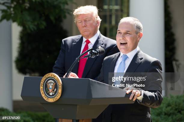 Scott Pruitt, EPA Administrator, spoke after President Trump made the statement that the United States is withdrawing from the Paris Climate Accord,...