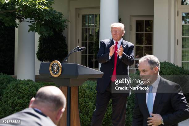 Scott Pruitt, EPA Administrator, spoke after President Trump made the statement that the United States is withdrawing from the Paris Climate Accord,...