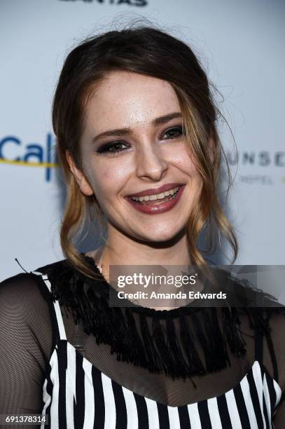 Actress Ashleigh Cummings arrives at The 9th Annual Australians In Film Heath Ledger Scholarship Dinner at the Sunset Marquis Hotel on June 1, 2017...