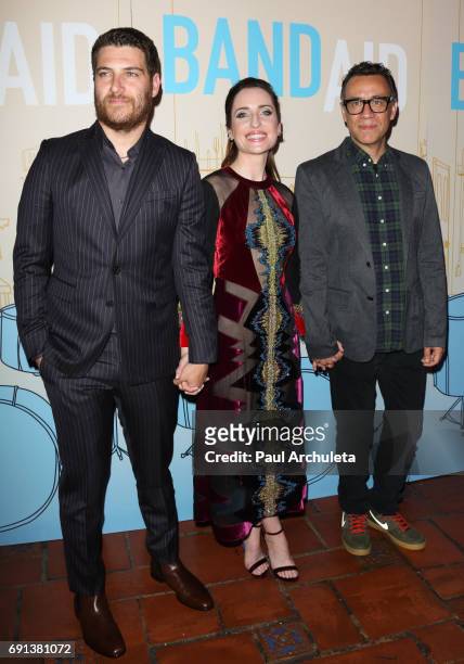 Actors Adam Pally, Zoe Lister-Jones and Fred Armisen attend the premiere of IFC Films' 'Band Aid' at The Theatre at The Ace Hotel on May 30, 2017 in...