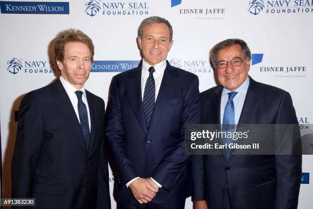 Jerry Bruckheimer, Robert A. Iger and Leon Panetta attend the 2017 Los Angeles Evening of Tribute Benefiting the Navy SEAL Foundation on June 1, 2017...