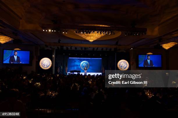 View of atmosphere at the 2017 Los Angeles Evening of Tribute Benefiting The Navy SEAL Foundation on June 1, 2017 in Beverly Hills, California.