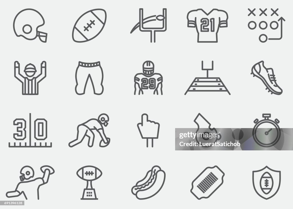 American Football lijn pictogrammen