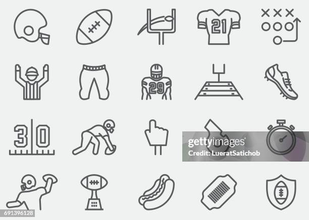 american football line icons - sports event stock illustrations