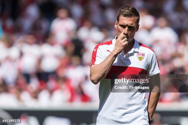 Head coach Hannes Wolf of Stuttgart looks on during the Second Bundesliga match between VfB Stuttgart and FC Wuerzburger Kickers at Mercedes-Benz...