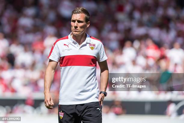 Head coach Hannes Wolf of Stuttgart looks on during the Second Bundesliga match between VfB Stuttgart and FC Wuerzburger Kickers at Mercedes-Benz...