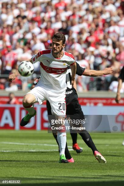 Christian Gentner of Stuttgart battle for the ball during the Second Bundesliga match between VfB Stuttgart and FC Wuerzburger Kickers at...