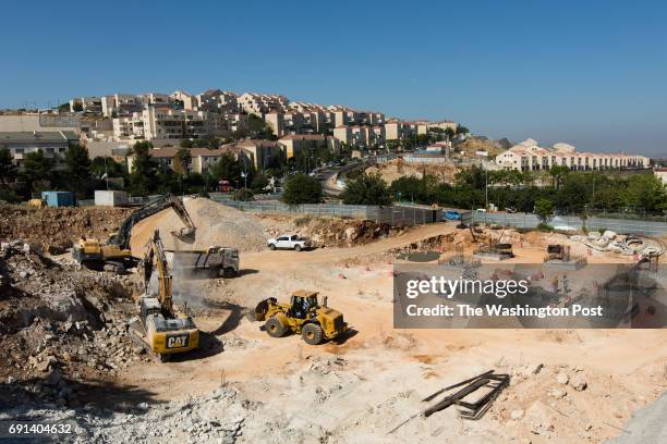 May, 16: Tractors are seen at the construction site of a new medical school and center in Ariel University, at the West Bank Jewish settlement of...