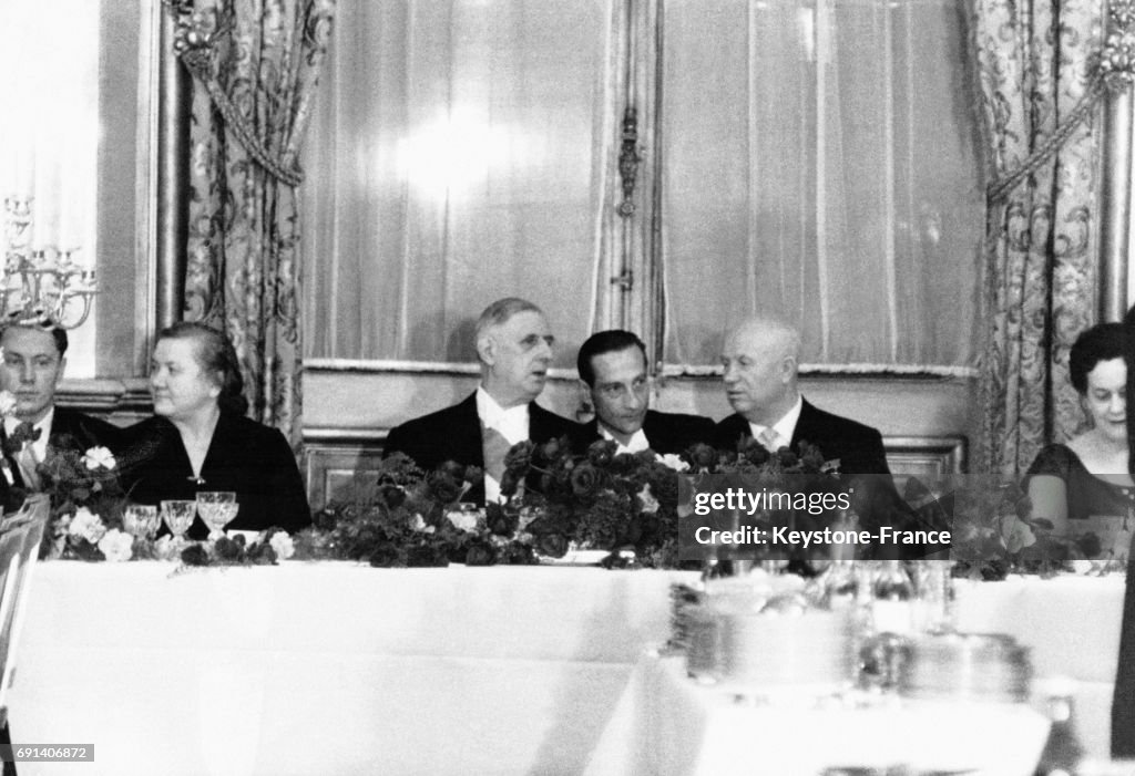 Khrouchtchev dîne au Quai d'Orsay avec le Général de Gaulle