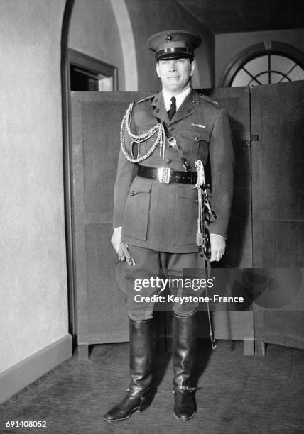Le champion de boxe américain Gene Tunney en uniforme militaire le 16 janvier 1931.