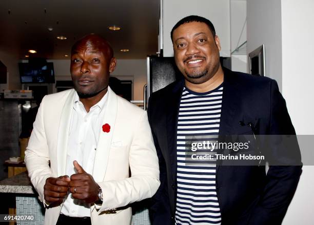 Jimmy Jean-Louis and Cedric Yarbrough attend the premiere of TNT's 'Claws' after party at Harmony Gold Theatre on June 1, 2017 in Los Angeles,...