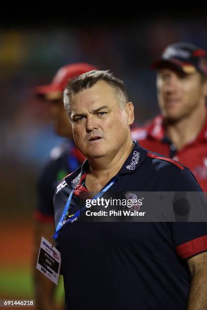 Reds coach Nick Stiles during the round 15 Super Rugby match between the Blues and the Reds at Apia Park National Stadium on June 2, 2017 in Apia,...
