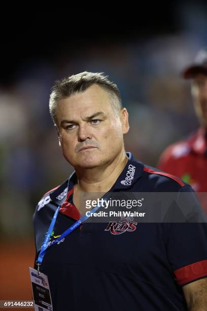 Reds coach Nick Stiles during the round 15 Super Rugby match between the Blues and the Reds at Apia Park National Stadium on June 2, 2017 in Apia,...