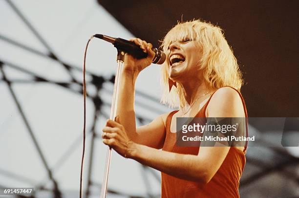 American singer Debbie Harry performing with Blondie at the Dr. Pepper Central Park Music Festival at Wollman Rink in Central Park, New York City,...