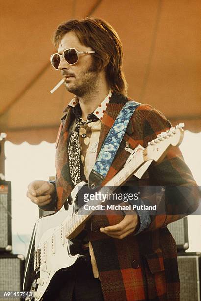 British guitarist Eric Clapton performing on stage in Philadelphia during his US tour in 1974. (Photo by Michael Putland/Getty Images