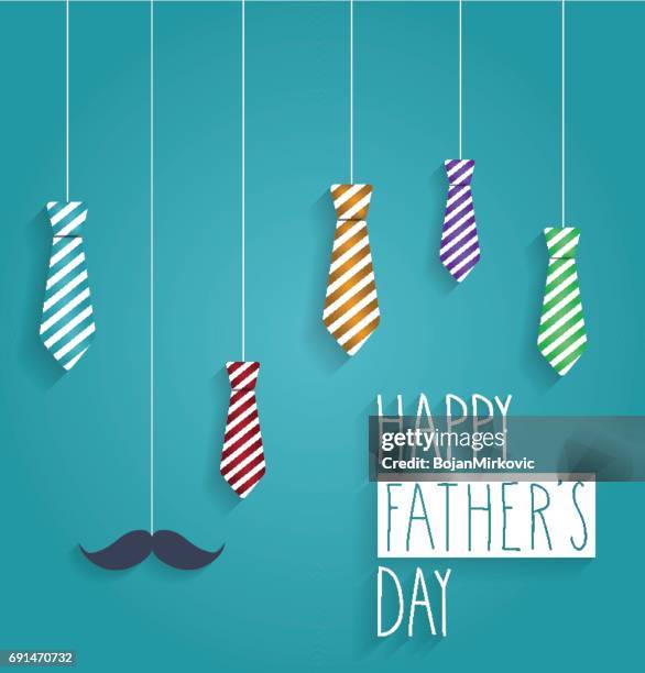 bildbanksillustrationer, clip art samt tecknat material och ikoner med fäder dag bakgrund med hängande färgglada band och handskriven text - fathers day