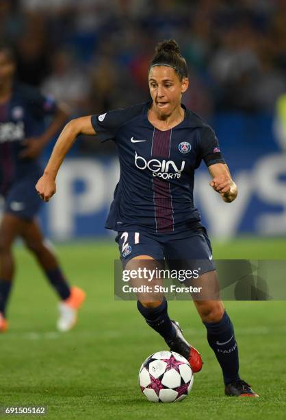 Paris player Veronica Boquete in action during the UEFA Women's Champions League Final between Lyon and Paris Saint Germain at Cardiff City Stadium...