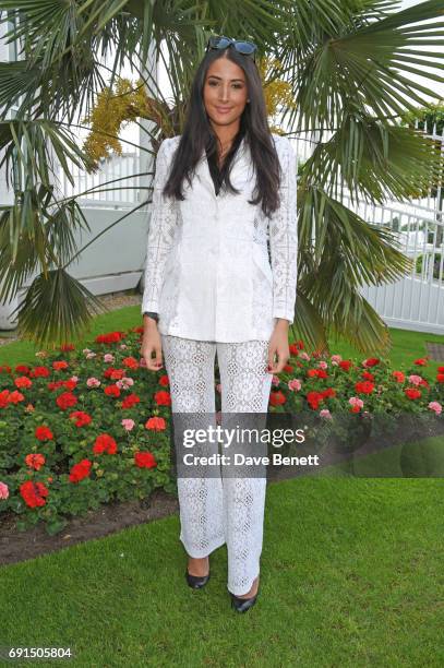 Cara Corre attends Ladies Day of the 2017 Investec Derby Festival at The Jockey Club's Epsom Downs Racecourse at Epsom Racecourse on June 2, 2017 in...