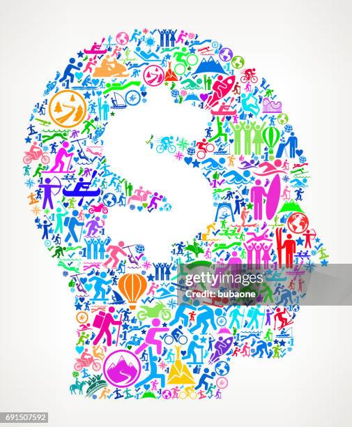 money mind active lifestyle vector icon pattern - headshot backdrop stock illustrations