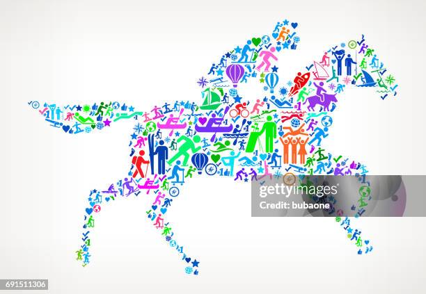 horse racer active lifestyle vector icon pattern - derby pattern vector stock illustrations