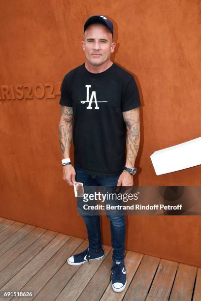 Actor Dominic Purcell attends the 2017 French Tennis Open - Day Six at Roland Garros at Roland Garros on June 2, 2017 in Paris, France.
