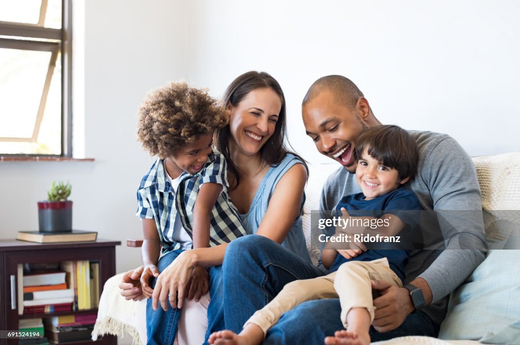 Family having fun at home