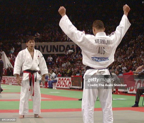 Yukimasa Nakamura of Japan shows dejection after his defeat by Amar Meridja of Algeria in the Men's -65 kg third round during the World Judo...