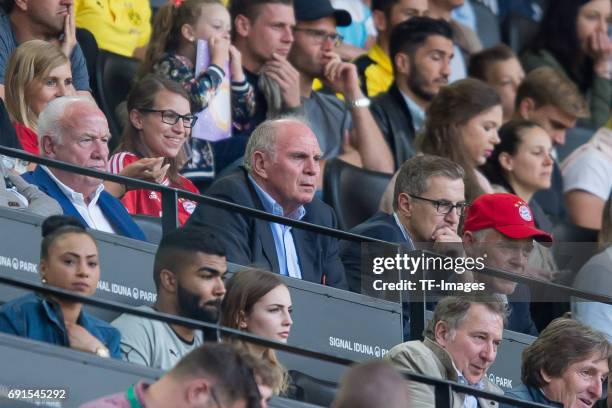 Bayern Munich President Uli Hoeness attends the U19 German Championship Final match between U19 Borussia Dortmund and U19 Bayern Muenchen at Signal...