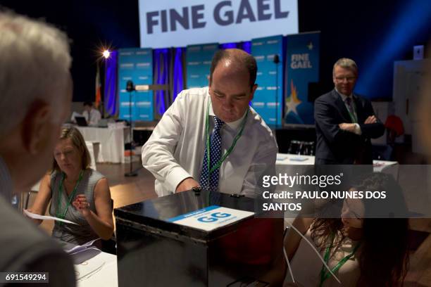 Ballot box is opened, as vote counting begins for the Fine Gael Leadership election 2017, at the National Count Centre, Maison House in central...