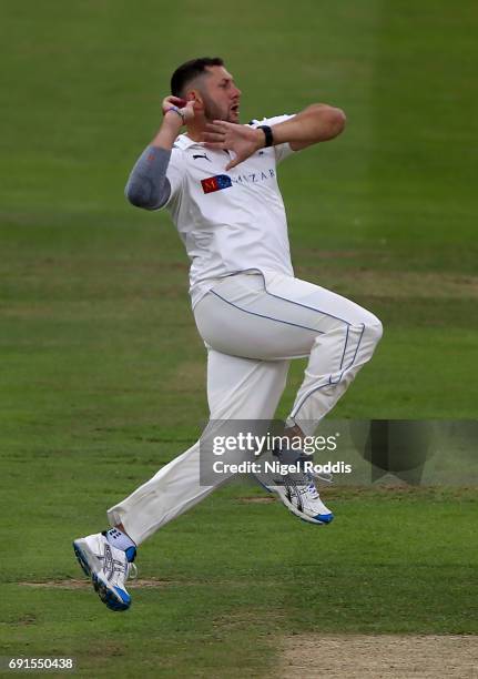 Tim Bresnan of Yorkshire in action during Day One of the Specsavers County Championship Division One match between Yorkshire and Lancashire at...