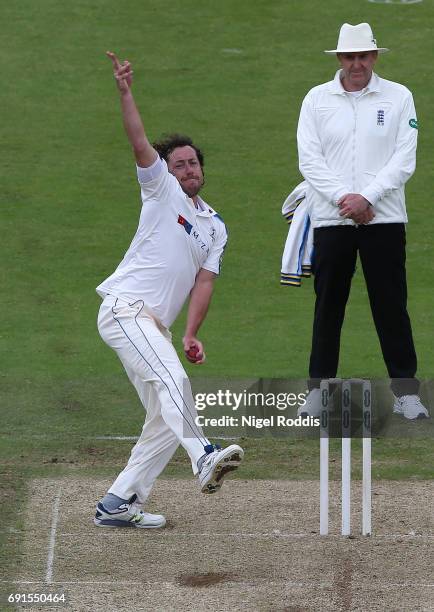 Ryan Sidebottom of Yorkshire in action during Day One of the Specsavers County Championship Division One match between Yorkshire and Lancashire at...