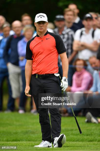 Alex Noren of Sweden in action during the second round of The Nordea Masters at Barseback Golf & Country Club on June 2, 2017 in Barsebackshamn,...