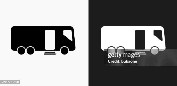 blood donation truck icon on black and white vector backgrounds - blood donation truck stock illustrations