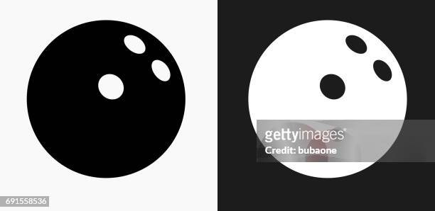 bowling-kugel-symbol auf schwarz-weiß-vektor-hintergründe - bowlingkugel stock-grafiken, -clipart, -cartoons und -symbole
