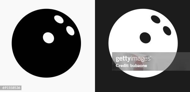 bowling ball icon on black and white vector backgrounds - sport set competition round stock illustrations