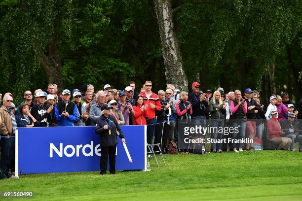 Spectators watch the action during the second round of The Nordea Masters at Barseback Golf & Country Club on June 2, 2017 in Barsebackshamn, Sweden.