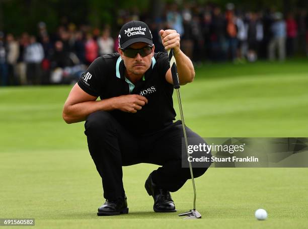 Henrik Stenson of Sweden in action during the second round of The Nordea Masters at Barseback Golf & Country Club on June 2, 2017 in Barsebackshamn,...