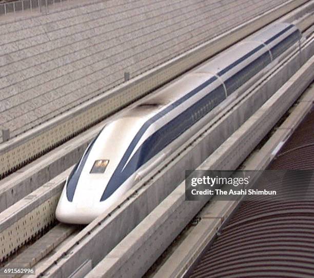 Maglev train test continues on November 28, 1997 in Tsuru, Yamanashi, Japan.