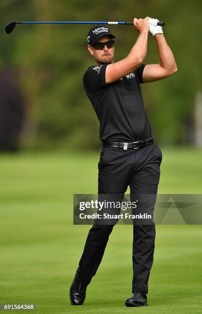 Henrik Stenson of Sweden in action during the second round of The Nordea Masters at Barseback Golf & Country Club on June 2, 2017 in Barsebackshamn,...