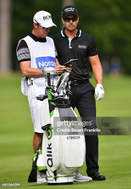 Henrik Stenson of Sweden in action during the second round of The Nordea Masters at Barseback Golf & Country Club on June 2, 2017 in Barsebackshamn,...