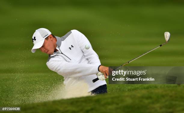 Matthew Fitzpatrick of England in action during the second round of The Nordea Masters at Barseback Golf & Country Club on June 2, 2017 in...