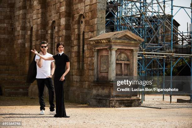 Actress Chiara Mastroianni and singer/songwriter Benjamin Biolay are photographed for Madame Figaro on April 5, 2017 in Rome, Italy. Biolay: T-shirt...