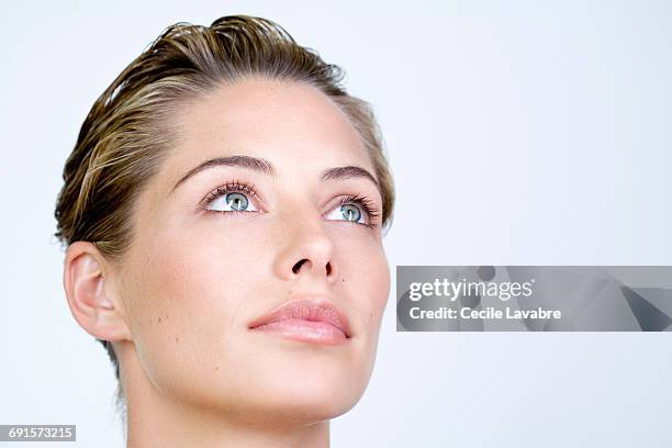 beauty portrait of a young woman - beautiful woman white background stock pictures, royalty-free photos & images