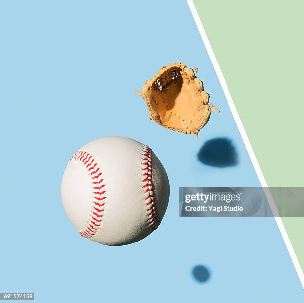 baseball glove and baseball ball - baseball ball ストックフォトと画像