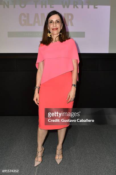 Lucy Lara, Editorial Director of Glamour Mxico and Latin America Cond Nast attends Miami Fashion Week Master Classes at Miami Dade College on June...