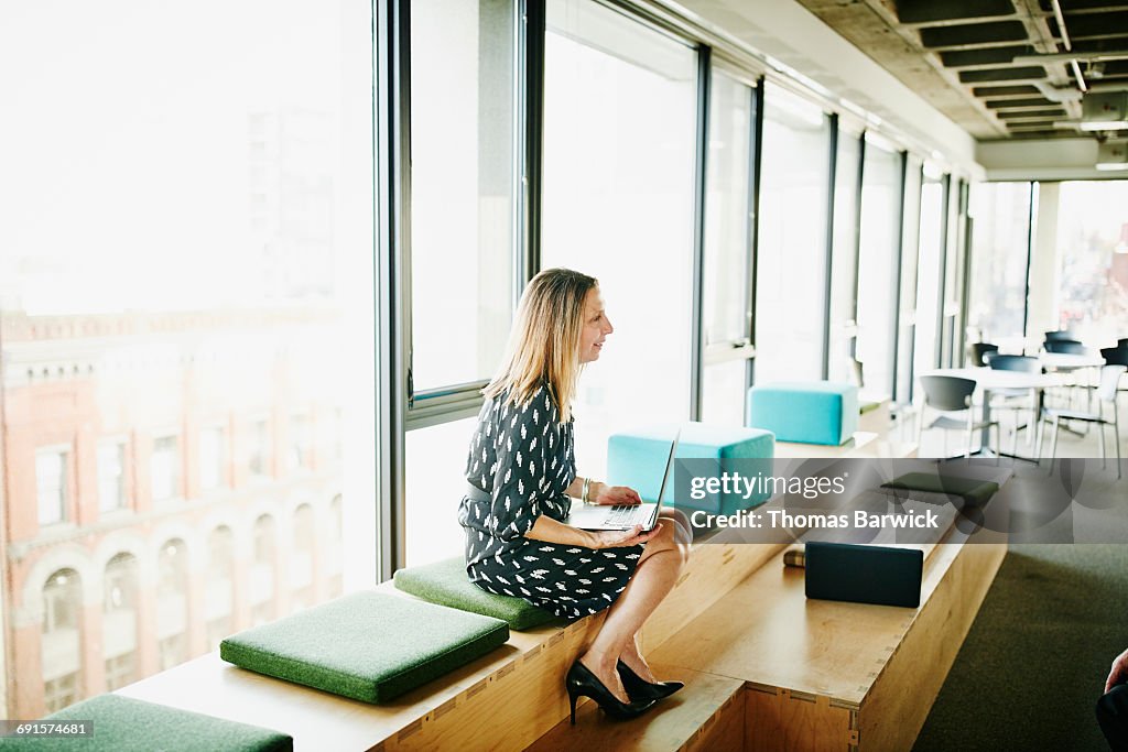 Businesswoman working on laptop in office