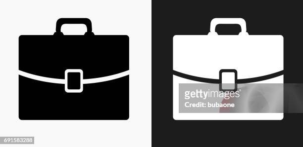 briefcase icon on black and white vector backgrounds - briefcase stock illustrations