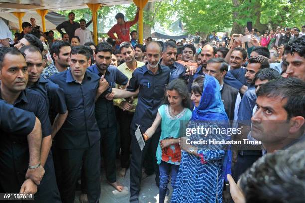 Jammu and Kashmir Chief Minister Mehbooba Mufti during the annual Hindu festival at the Kheer Bhawani Temple at Tullamulla Ganderbal, some 28 km...