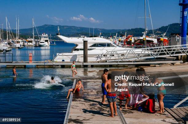 Children bathing in sport port.