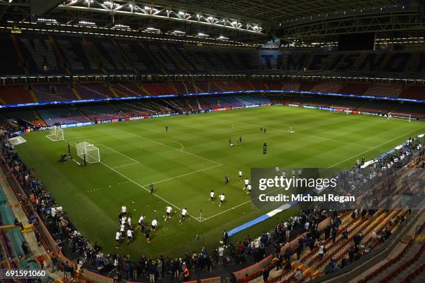 General view inside the stadium during a Juventus training session prior to the UEFA Champions League Final between Juventus and Real Madrid at the...